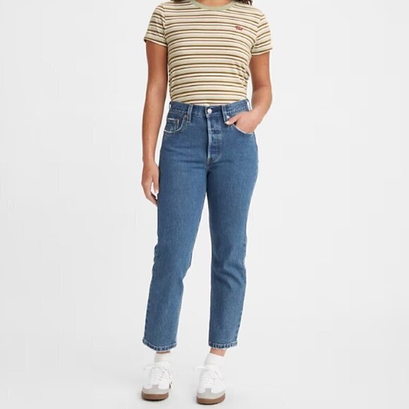 Levi's 541 Athletic Boyfriend Fit High Waist Medium Wash Straight Leg Ankle Crop - Picture 1 of 10